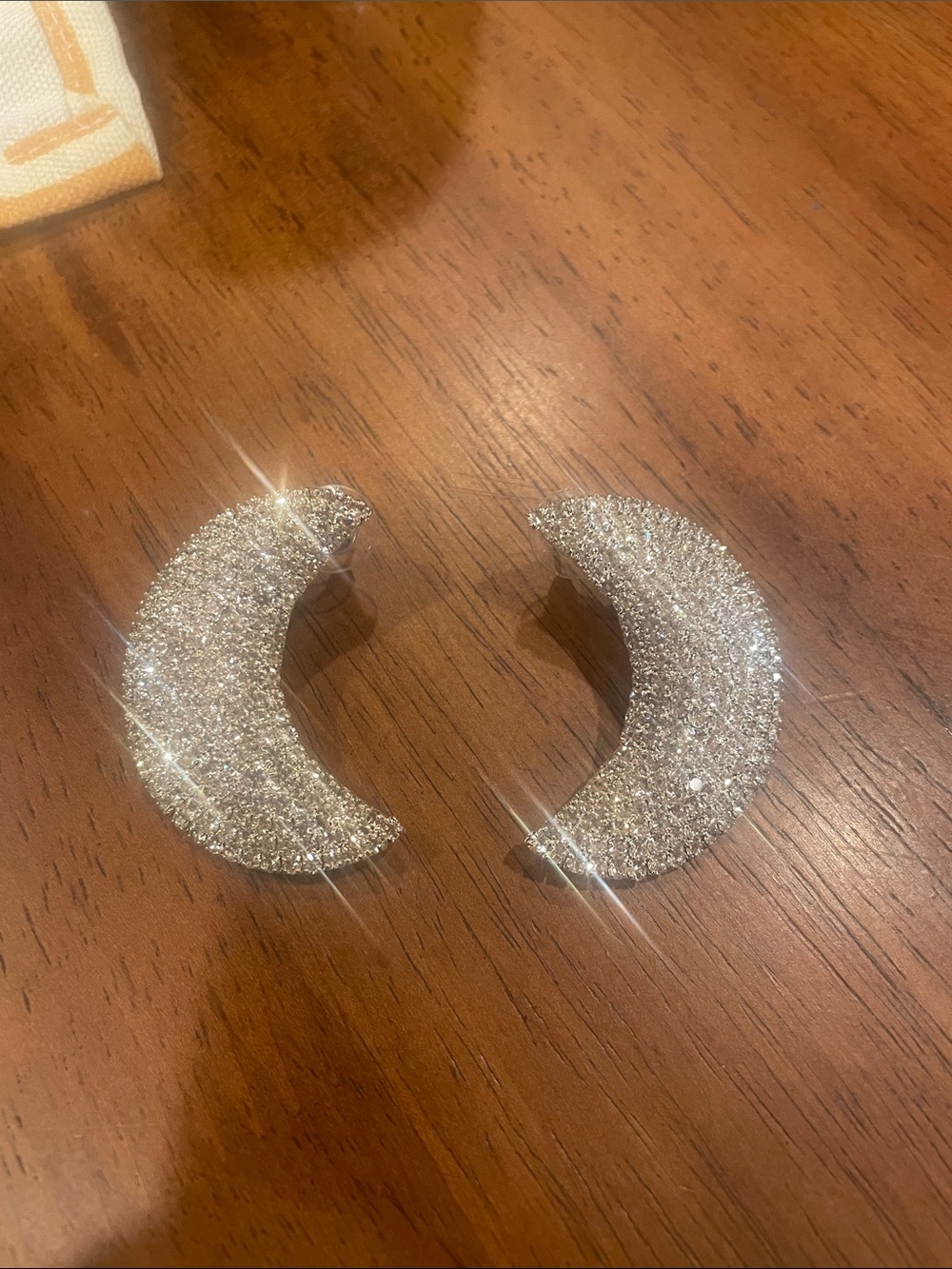 Silver Crescent Hoop Earrings - Sparkling Women's Earrings